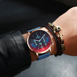 Men's Luxury Chronograph Watch - Bright Color Glass, Top Brand, Stainless Steel Business Wristwatch