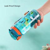 600ml BPA-Free Kids Plastic Water Bottle with Straw – Leak-Proof, Durable, and Unbreakable Cartoon Drinking Bottle for Children