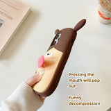 Adorable 3D Girl Silicone Case with Decompression Mouth and Eyes for iPhone 12, 13, 14, 15 Pro Max - Cartoon Cover