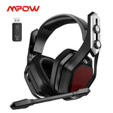 Mpow Iron Pro Bluetooth Gaming Headset USB/3.5mm Headphone with Mic Noise Cancellation 3D Surround Sound 20 Hours Playback for PS5 PS4 PC Gaming