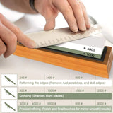 Double-Sided Knife Sharpening Stone: Features 2 Stages with Grit Ranges from 240 to 10000,