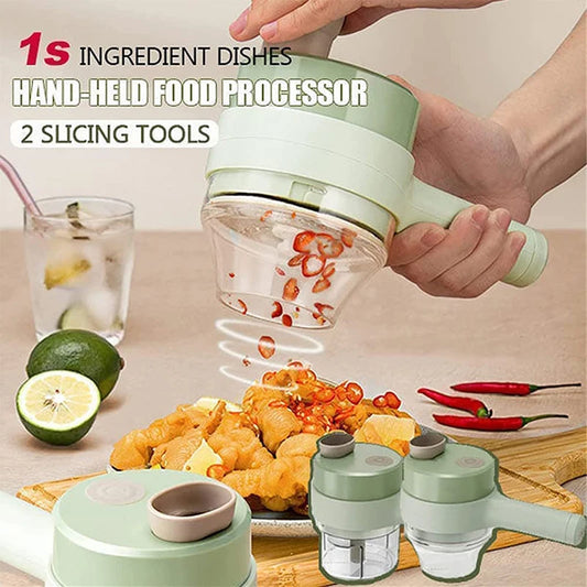 Wireless Multifunctional Electric Food Chopper Set, Vegetable Cutter, Garlic Press, Masher, and Slicer