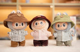 Labubu Doll Plaid Shirt & Stripe Shorts Set – 17cm Plush Fashion Outfit with Hat for Trendy Doll Styling & Cute Accessories Gift