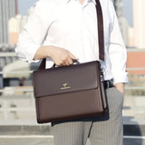 Designer Leather Briefcase for Men, Black Business Tote, A4 Shoulder Crossbody Bag