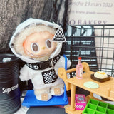 Hooded Jumpsuit Poncho Outfit for 17cm Labubu – Cute Mini Plush Doll Clothes & Accessories for Fans and Dress-Up Gifts