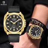 RUIMAS Fashion Sports Quartz Men's Watch: Waterproof, Luminous with Leather Band and Auto Date