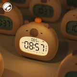 Cute LED Night Light & Alarm Clock - USB Rechargeable Timer, Desktop Decor, Perfect Children’s Gift