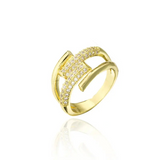 Adjustable Irregular Claw Design with Gold Color CZ Zirconia Cross Opening Ring, Perfect for Parties and Weddings