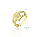 Adjustable Irregular Claw Design with Gold Color CZ Zirconia Cross Opening Ring, Perfect for Parties and Weddings