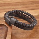 Classic Men's Multilayer Braided Leather Bracelet – Stainless Steel Design | Fashion Jewelry Gift for Men