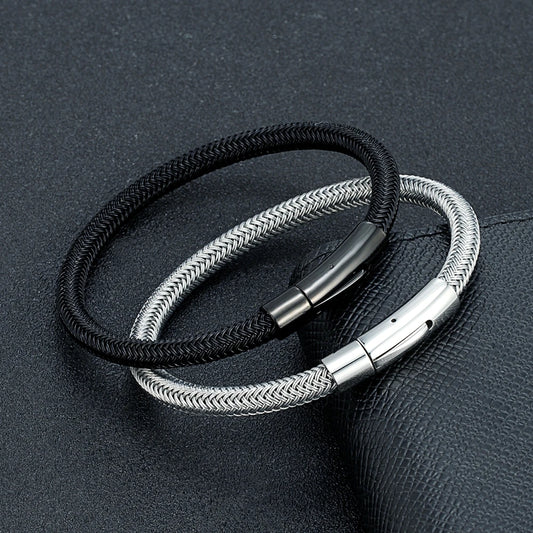 Men's Minimalist Waterproof Steel Cuff Bracelet – Sleek Stainless Steel Wire Design | Unisex Charm Jewelry Gift