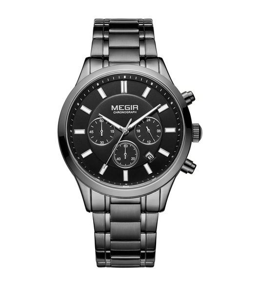 MEGIR Waterproof Stainless Steel Men's Wristwatch: Luminous Chronograph for Casual or Business Wear