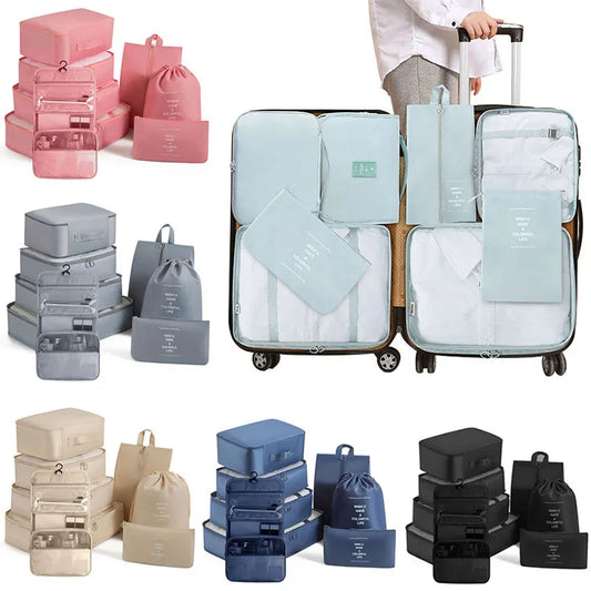 Travel Packing Cubes Set with Shoe Bag - Portable Wardrobe Organizer for Luggage - Clothes, Shoes, Toiletries Storage Bags for Trip