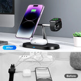 Magnetic Wireless Charging Stand: 15W Charging Station for iPhone 15/14/13/12, iWatch Ultra/8/7/6/5, AirPods 3/2/Pro, Samsung Devices