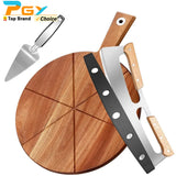 Lightweight Bamboo Pizza Cutting Board – Smooth Wooden Paddle with 6 Grooves | Perfect for Serving & Outdoor Pizza Ovens