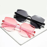 Fresh Women's Cat Ear Sunglasses - Frameless Jelly Transparent Design, Retro Ocean All-in-One Piece in Candy Colors