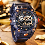 SMAEL Men's Military Sport Watch: Dual Display, Waterproof, Quartz Digital Wristwatch with PU Band for Outdoor Activities