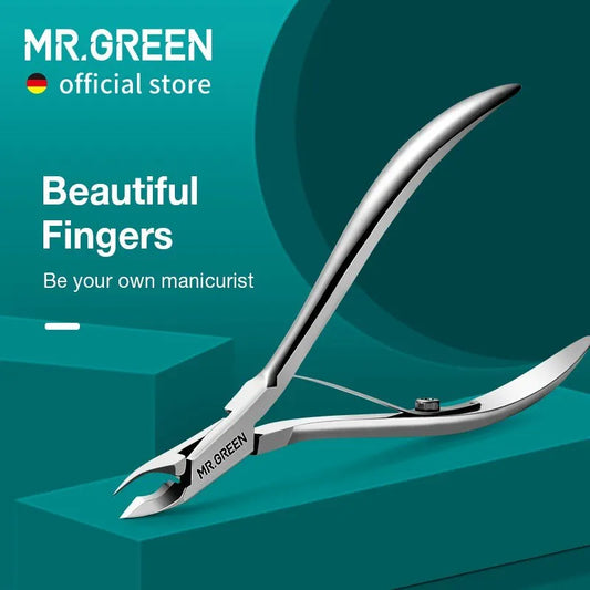 MR.GREEN Stainless Steel Nail Cuticle Nipper: Manicure Scissors for Trimming Dead Skin and Pusher Tool Removal