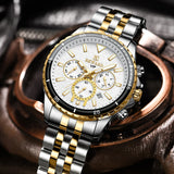 Men's Luxury Quartz Watch - Stainless Steel, Waterproof Wristwatch with Luminous Dial and Calendar Function