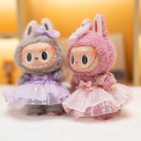 Labubu Doll Sequined Gauze Dress Set – 7 Color Options with Bow Detail for 17cm Plush Dolls, Dress-Up Accessories for Stylish Displays