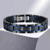 Men's 14mm Luxury Chain Bracelet – Chunky Bold Punk Wristband with Black Thick Chain & Blue Accents