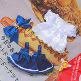 Labubu Doll Sakura Dress Outfit Set – 17cm Doll Clothes with Bow Hairpin, Magic Wand & Four-Piece Accessories for Stylish Play