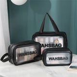 Frosted PVC Cosmetic Bag: A waterproof, transparent makeup pouch made from PU leather for travel toiletries and skincare