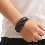 Men's Classic Hand-Woven Leather Bracelet – Multilayer Punk Bangle in 19/21/23cm | Friendship Charm Jewelry Gift