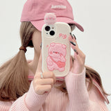 Adorable Plush Pig with Heart Satchel 3D Silicone Case for iPhone 11 to 15 Pro Max, Cartoon Style