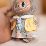 Labubu Idol Doll Big Bow Dress Set – 17cm Plush Outfit with Doll Collar, Rabbit Hanging Charm & Three-Piece Accessories for Cute Styling