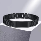 Men's 12mm Black Stainless Steel Watch Band Bracelet – Gift for Dad or Him