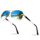 Classic Polarized Sunglasses for Men with Metal Frame and Mirror Lens - Suitable for Men and Women