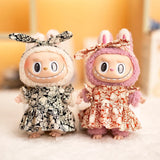 Mini Plush Doll's Clothes Outfit Accessories For Labubu V1 V2 Idol Dolls Berry Pattern Dress Knitted Cardigan Clothing Gift