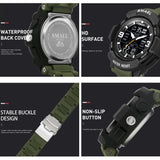 Men's Brand Sports Watch – Waterproof Silicone Military Wristwatch with Digital Dual Display and Stopwatch