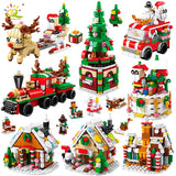 6-in-1 Christmas Building Blocks Set Featuring Santa Claus, Elk, Deer, Snow House, Xmas Tree, Ideal Toy Gift for Children