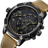 MEGIR Men's Luxury Leather Strap Chronograph Waterproof Sports Watch