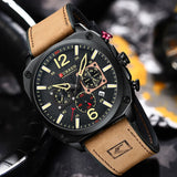 CURREN Men's Japan Movement Wristwatches: Fashion Leather Band, Auto Date, Sports Chronograph, Military Watch