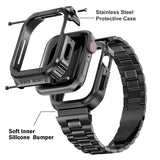 Premium Strap and Case for Apple Watch 8 - Ultra Band, 49mm/45mm, Bumper Frame Cover, Steel Accessories for iWatch Series 4, 5, SE, 6, 7