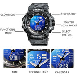 Men's Silicone Strap Watch - Chronograph Digital Quartz Wristwatch, Fashionable Luminous Waterproof Timepiece