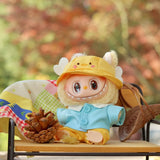 Labubu Doll Duck & Rabbit Outfit Set – 17cm Plush Clothes with Yarmulke Hat, Shirt, and Pants Three-Piece Accessories for Cute Styling