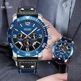 MEGIR Men's Luxury Business Watch: Casual Leather, Luminous, Sports Military Chronograph