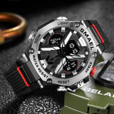 Sport Watches for Men - Digital LED and Analog Quartz Display, Fashionable Blue Orange Stopwatch, Waterproof Male Clock