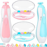 Electric Baby Nail Trimmer Set: 6-in-1, Includes Sharpener, Kid-Friendly Scissors, and Manicure Tools in Blue/Pink