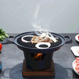 Mini Japanese BBQ Grill: Smokeless Alcohol Stove for One, Outdoor Roasting Cooker with BBQ Oven Plate