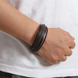 Men's Fashion Hand-Woven Multilayer Leather Bracelet – Stainless Steel Accessory | New Style Classic Gift