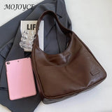 Retro Leather Shoulder Bag for Women: Spacious Tote with Casual Style