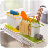 Creative Kitchen Sink Organizer: Hot Sink Towel, Utensils, and Sponge Rack with Separate Shelves for Dishes, Plastic Storage Container