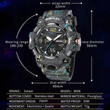 SMAEL Military Sport Watch for Men: Waterproof Digital Wristwatch with Dual LED Display, Quartz Mechanism, and Date Feature