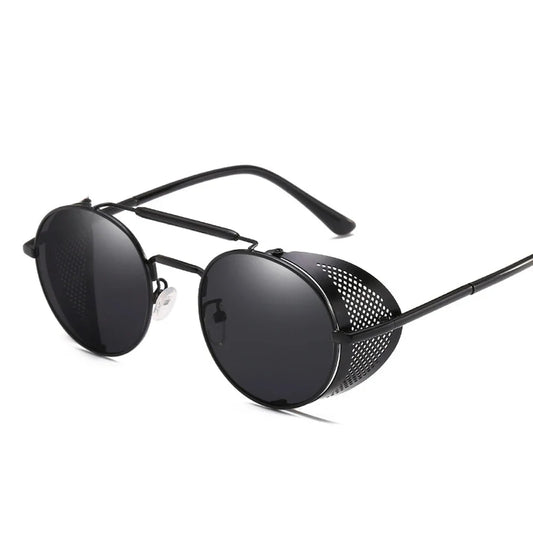 Vintage Gothic Steampunk-Inspired Round Metal Frame Sunglasses For Men Luxury Brand Designer Protective Lens Sun Shades