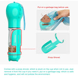 3-in-1 Portable Pet Water Bottle: Features a Food Feeder, Drinker, and Poop Dispenser, Leak-Proof Design for Trave